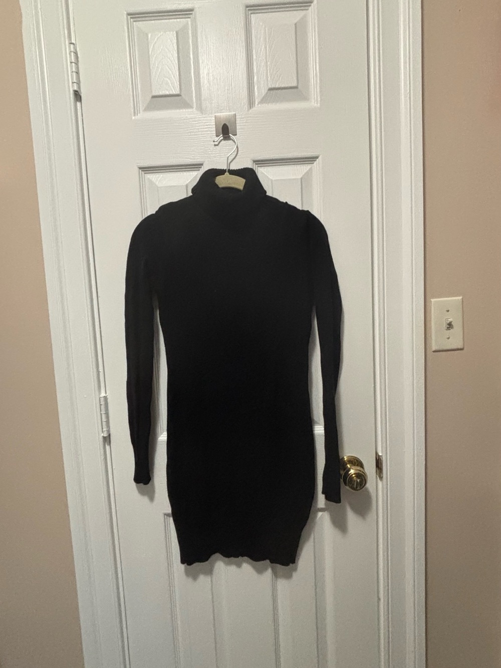 PattyBoutik Black Long Sleeve Turtleneck Bodycon Dress
